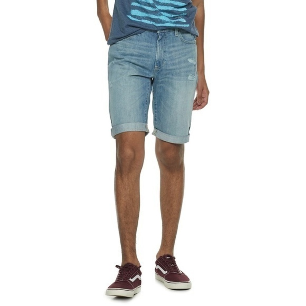 Levi's 511 Slim Cut Off Denim Shorts Mens Light Blue Wash Excellent Distressed